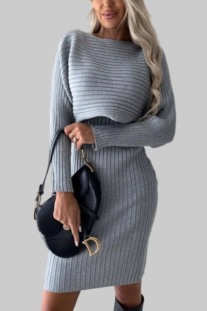 Model wearing The Victoria Ribbed Pinafore Set in Cream - part of the Michelle Victoria Wear Spring Awakening Collection